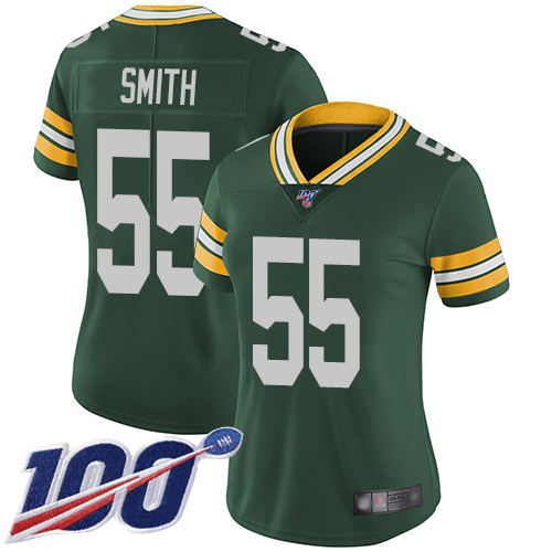 Women's Green Bay Packers #55 Za'Darius Smith 2019 Green 100th Season Vapor Untouchable Limited Stitched NFL Jersey(Run Small)